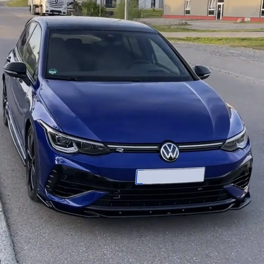 لفولكس واجن جولف 8 MK8 R 2020-2024 ماكستون نمط سيارة الجبهة حافة مصد السيارة الفاصل المفسد الناشر الجسم أطقم ضبط لمعان أسود
