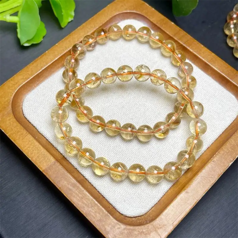 

8MM Natural Citrine Bracelet Handmade Women Healing Gemstone Crystal Strand Bangles Lovers Girlfriend 1PCS