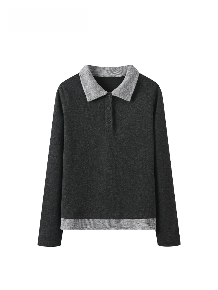 

plus Size Knitted Long Sleeve Women's Innerwear Slimming Patchwork Trendy Early Spring New Style Cara CLUB Fat Sister Clothes