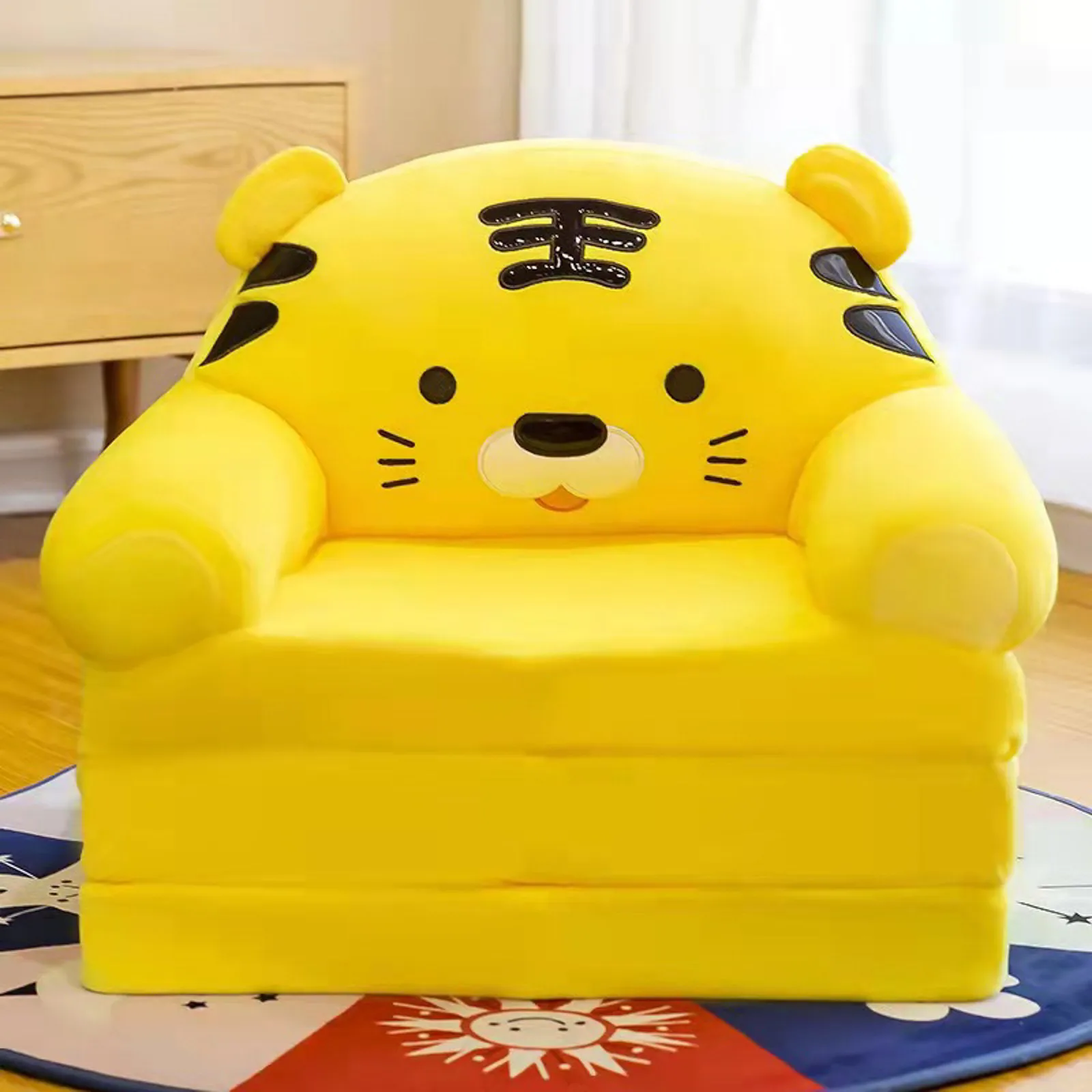 1 pz carino peluche pieghevole copridivano per bambini 2 In 1 divano pieghevole per bambini simpatico cartone animato pigro divano federa senza