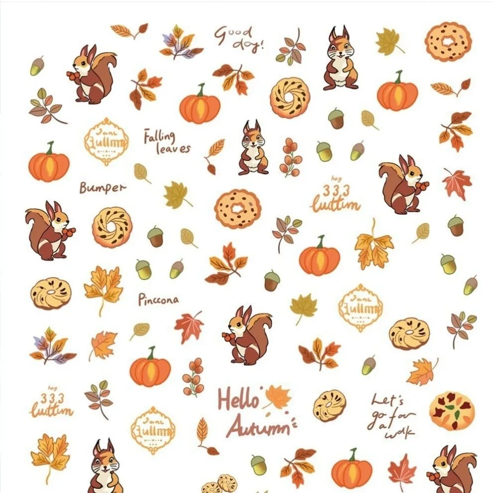 Zelfklevende nagelkunststickers Langdurige waterdichte manicurestickers Dennenappels Gevallen bladeren Ontwerp Herfstontwerpstickers