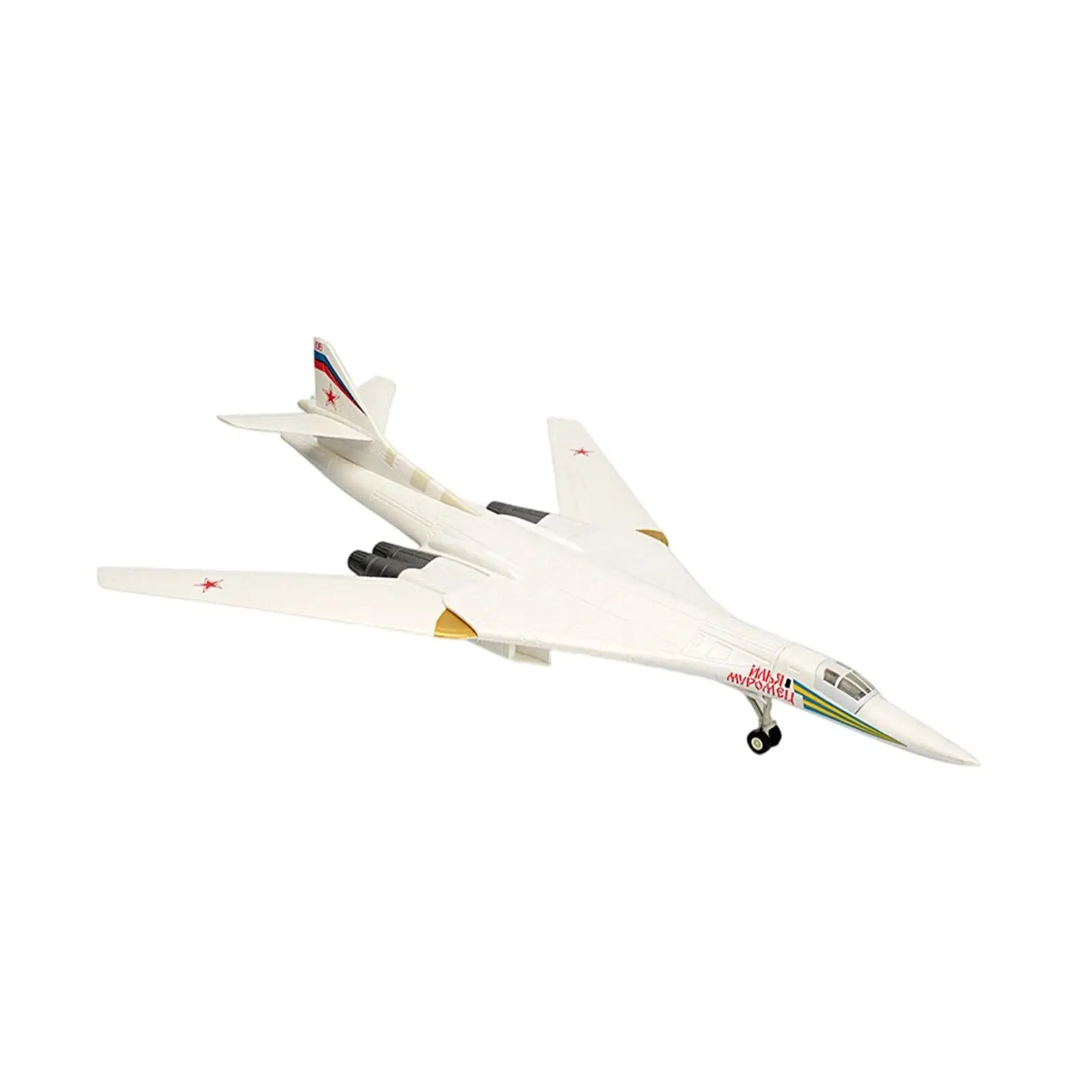 1:100 Russian TU-160 Bomber Model Assembly Fighter Model with Rotatable wheels for Bedroom Home Cafe
