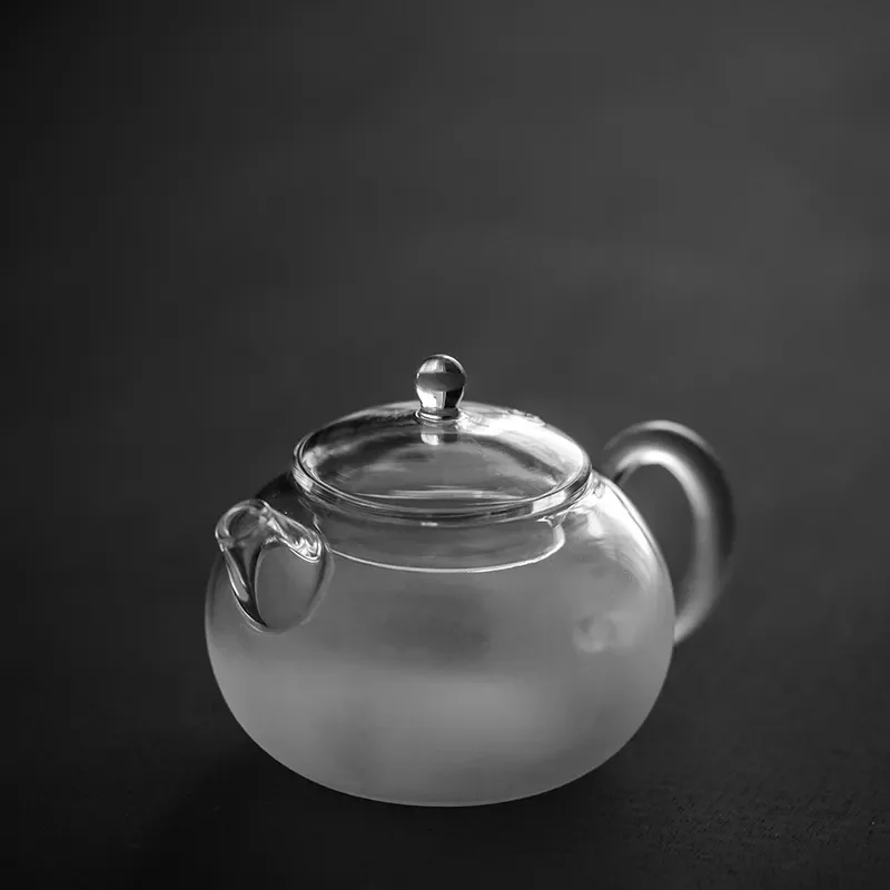 Japanese Minimalist Heat-resistant Cloud and Mist Frosting Small Kung Fu Glass Teapot With Filter Flower Kung Fu Tea Pot Teaware