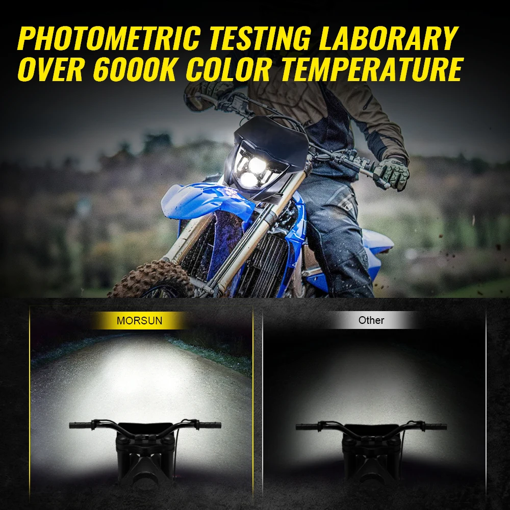 Emark Motorbike Enduro LED Headlight For Yamaha WR250F WR450F 2020-2024 Black Mask LED Headlights