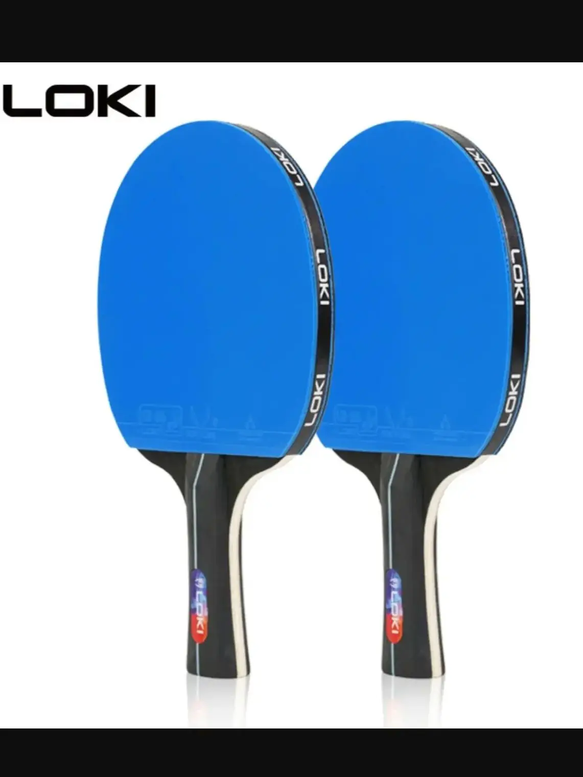 Rakieta do tenisa stołowego LOKI K5000 FL z długą rączką, do użytku domowego, z niebieską gumą do ping ponga. — zdjęcie 2