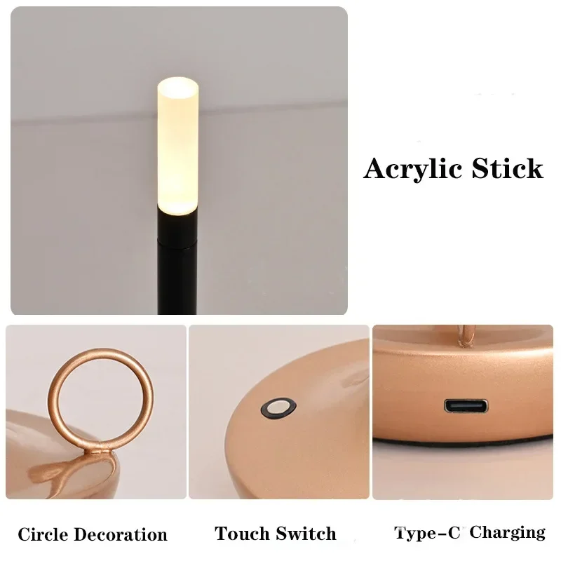 Nordic Modern Simple USB Charging Touch Bedroom Bedside Creative Night Light Restaurant Bar Atmosphere Table Lamp 2025 Hot Sale