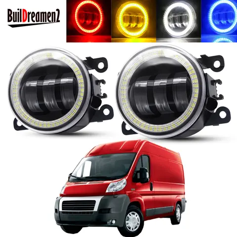 Fiat Ducato 250-290 2014-2020 30W LED 렌즈 천사 눈 안개 주간 러닝 램프 12V 용 2 X 자동차 앞 범퍼 안개등 어셈블리