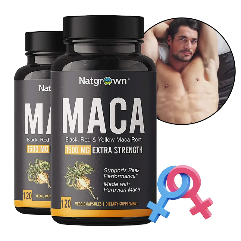 Maca Root Capsules (Black + Red + Yellow), Men\'s Health & Natural Energy, Mood & Performance, Muscle