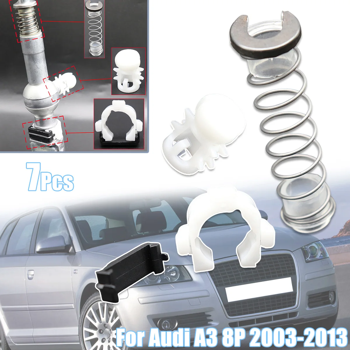 Gear Shifter Selector Lever Shaft Gear Stick Spring Bushing For Audi A3 8P 2003 - 2013 Manual Shift Issue Fix Linkage Repair Kit