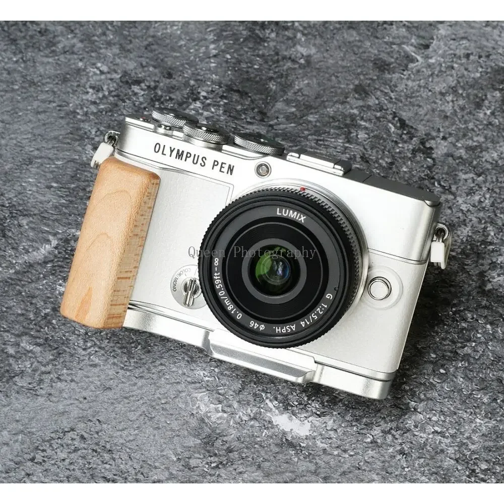 Handmade Wooden Ebony Birch Camera Quick Release Plate L Hand Grip Holder for Olympus PEN E-P7 EP7 Camera Handle 퀵플레이트 بنوك طاقة