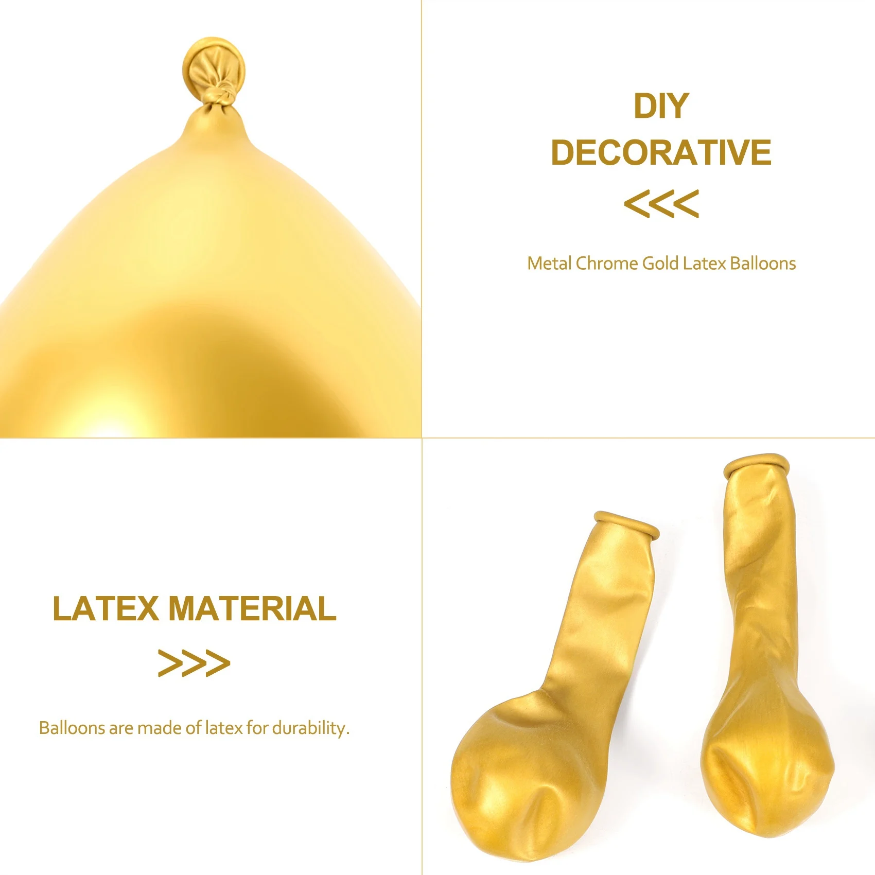 100 قطعة من بالونات اللاتكس المصنوعة من الكروم المعدني الذهبي، بالونات هيليوم مستديرة مقاس 5 بوصة لحفلات الزفاف والذكرى السنوية وحفلات استقبال المولود الجديد #1