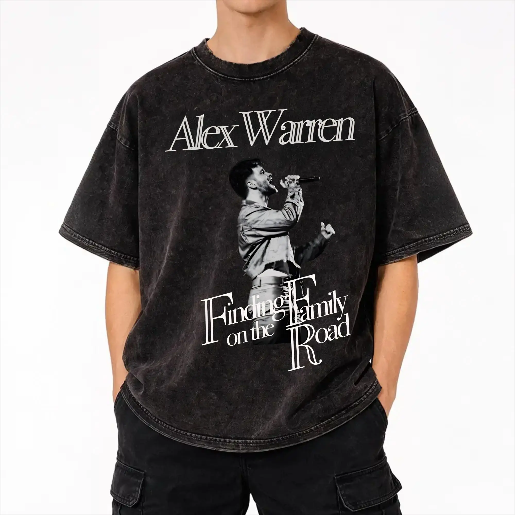 Harajuku Washed Shirt Alex Warren Finding Family on The Road Tour 2026  Outfit Cool T Shirt Streetwear Short Sleeve