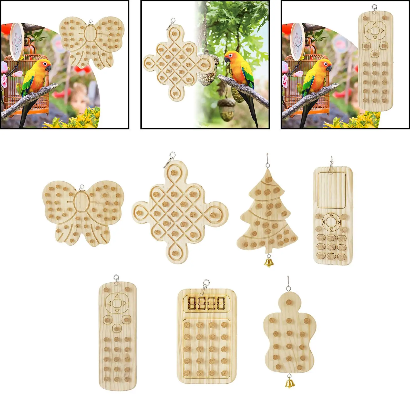 Parrot Chewing Stopper Toy Cork Treasure Game Bird Foraging Toys Wooden Block Toy for Parrotlets Small Large Birds Finches