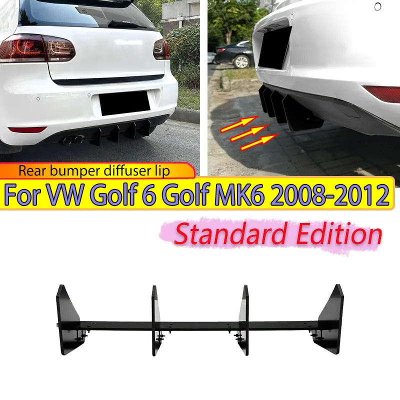 

For VW Golf 6 Golf MK6 2008-2012 Standard Edition Rear Bumper Diffuser Lip Lower Bracket Spoiler Splitter Plate Refit Body Kit