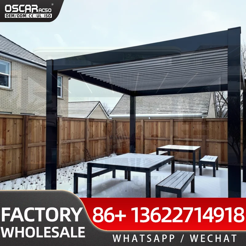 Custom Movable Folding Louver Blinds Enclosed Large Outdoor Bioclimate Veranda Pergola for Backyards and Miradors pergola
