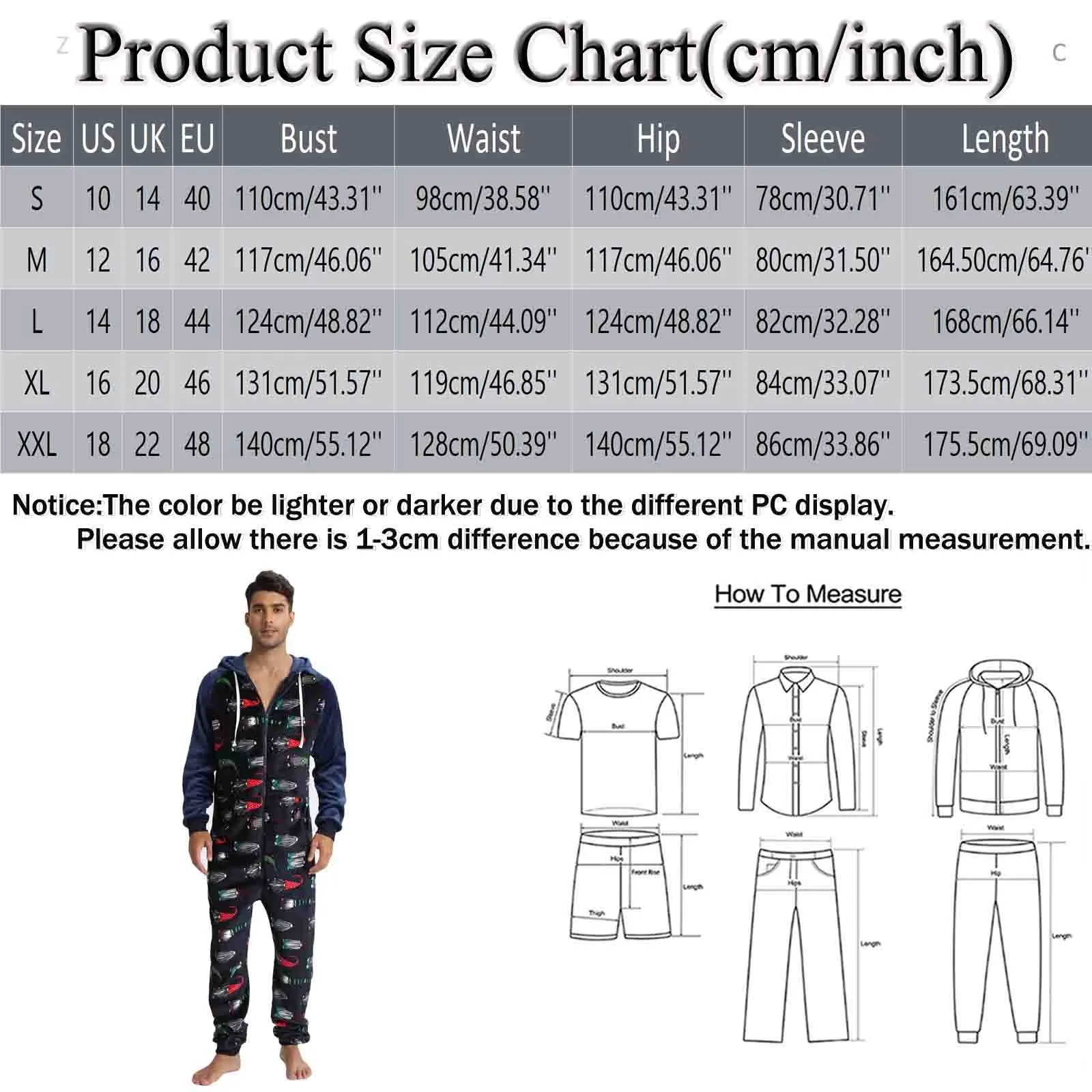 Male Autumn And Winter Leisure Travel print Loose Long Sleeved Warm Pajamas Home Clothes With Pockets Warm Jumpsuits sleepwear