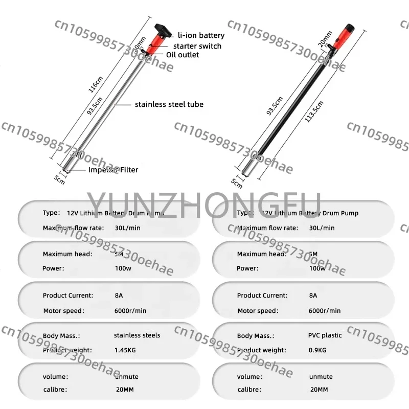 12V Automatic Portable Mini Electric Battery Powered Universal Water Diesel Gas Oil Fuel Liquid Stick Transfer Drum Pump Battery