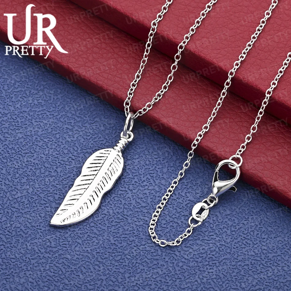 925 Sterling Silver Three Dimensional Patterned Leaves Necklace 16-30 Inch Chain For Engagement Wedding Fashion Jewelry
