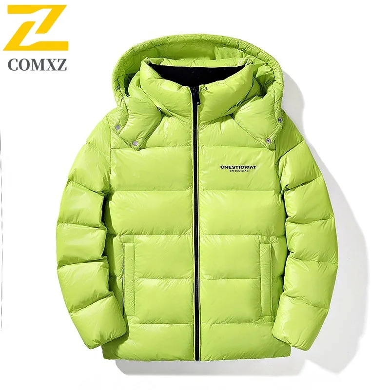 COMXZ 2025 Men Puffer Coat Hooded Outdoor Camping Windbreaker Workwear Versatile Mountain Casual Cold Protection Padded Coat