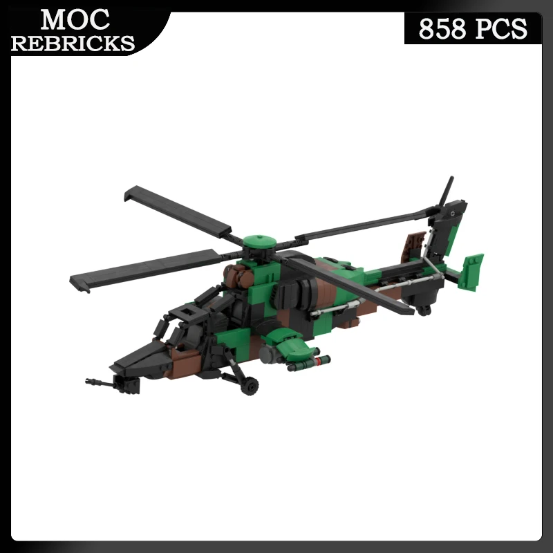 

WW II Military Weapon Tiger Attack Eurocopter MOC Building Block Personnel Carrier Educational Model Bricks Toy Kid's Gift