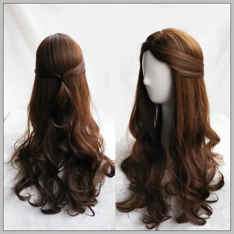 

Brown synthetic wig from the movie Beauty and the Beast, Emma Watson cosplay wig, role-playing costume for girls