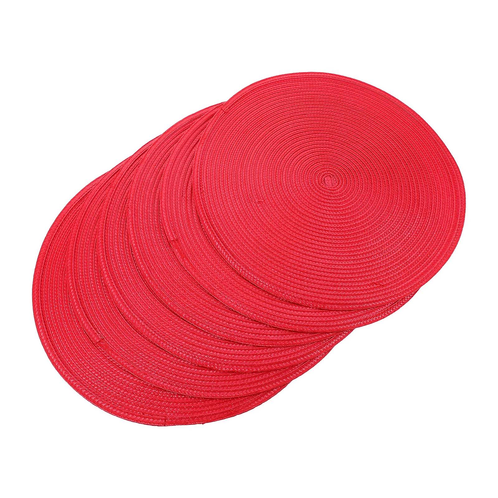 

6Pcs Round Placemats Hand Braided PP Table Mats Heat Resistant Washable Placemats for Dining Table Decorative Mat for Christmas