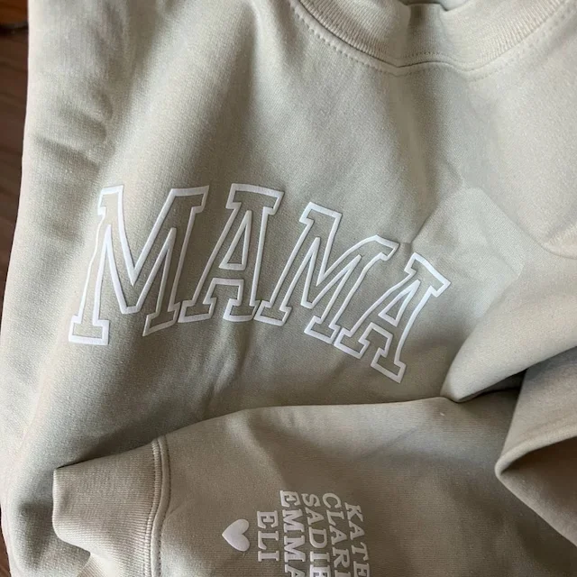 Sweat-shirt personnalisé Mama avec noms d\'enfants sur la manche, cadeau de fête des mères, minimaliste, Cool Spin PVD, cadeau d\'anniversaire pour la