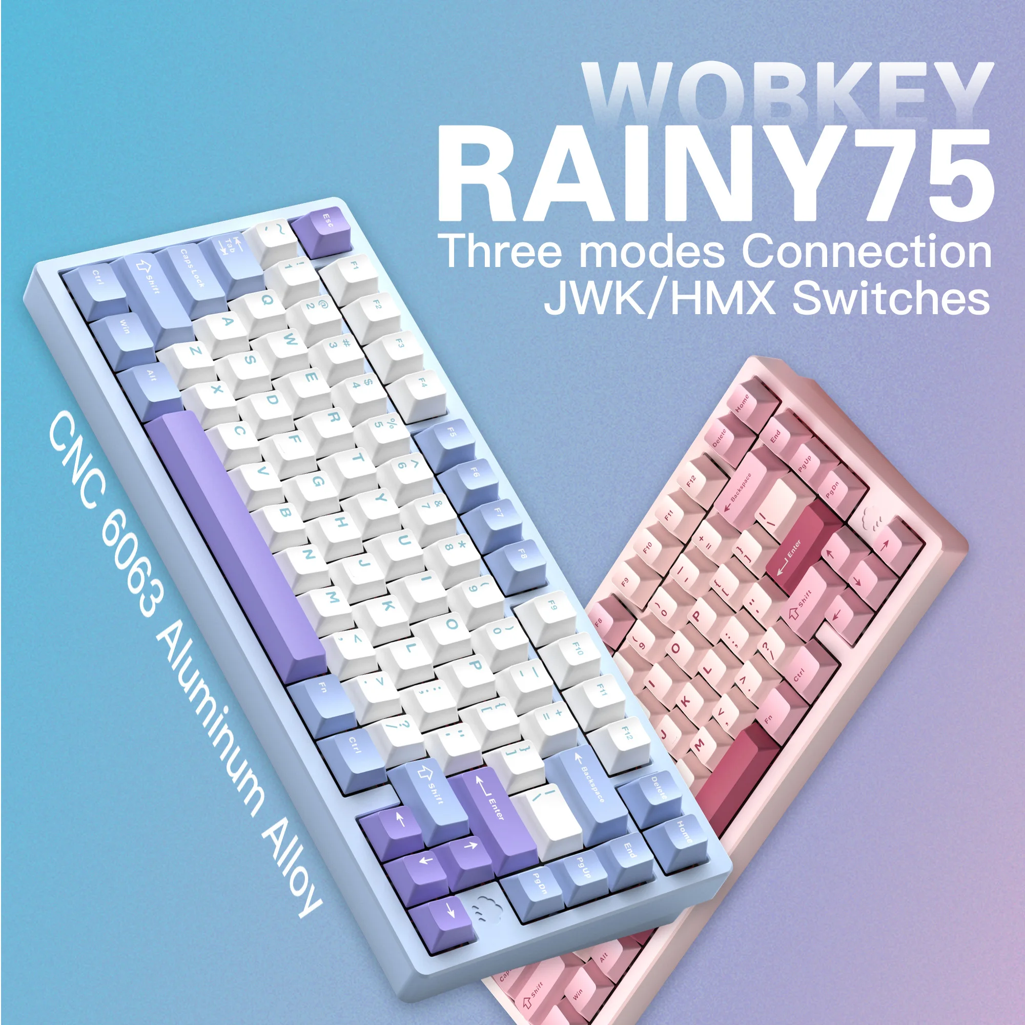 Wob-Clavier mécanique Leic-Mode, interrupteurs en aluminium Rainy 75, HMX, JWK, Cocoa