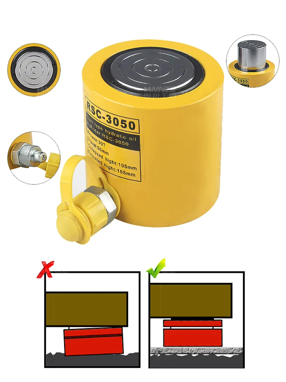 RSC-3050 Short Hydraulic Jack – 30 Ton 50MM Stroke Heavy-Duty Lifting Equipment