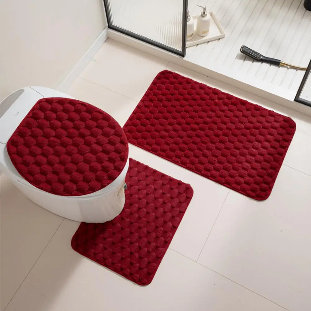 Home Life Warmth Rug Set Luxurious 3-piece Bathroom Mat Set with Non-slip Design Super Absorbent Material Thickened for Fall