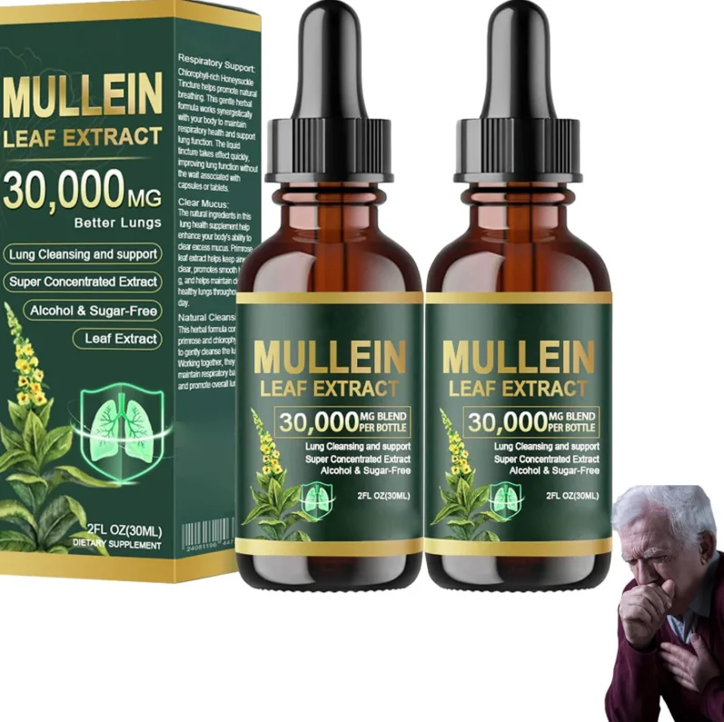 Natural Herbal Lung Cleansing Support Drops Mullein Leaf Extract Removes Mucus From The Lungs Relieves Breathing Discomfort Drop