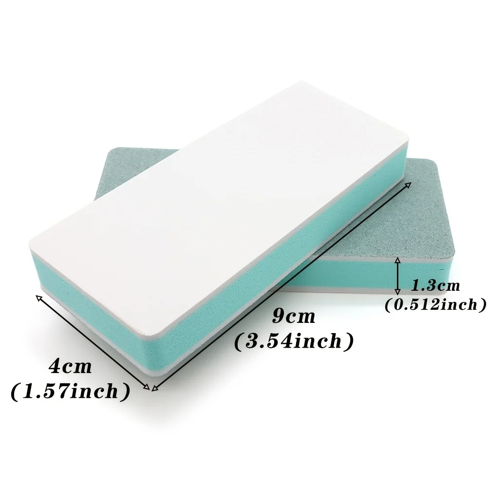 Tampons à ongles Double face réutilisables, Styles portables, vert-blanc, bloc de polissage, pédicure, éponge douce, outil de lime pour ongles, 10 pièces