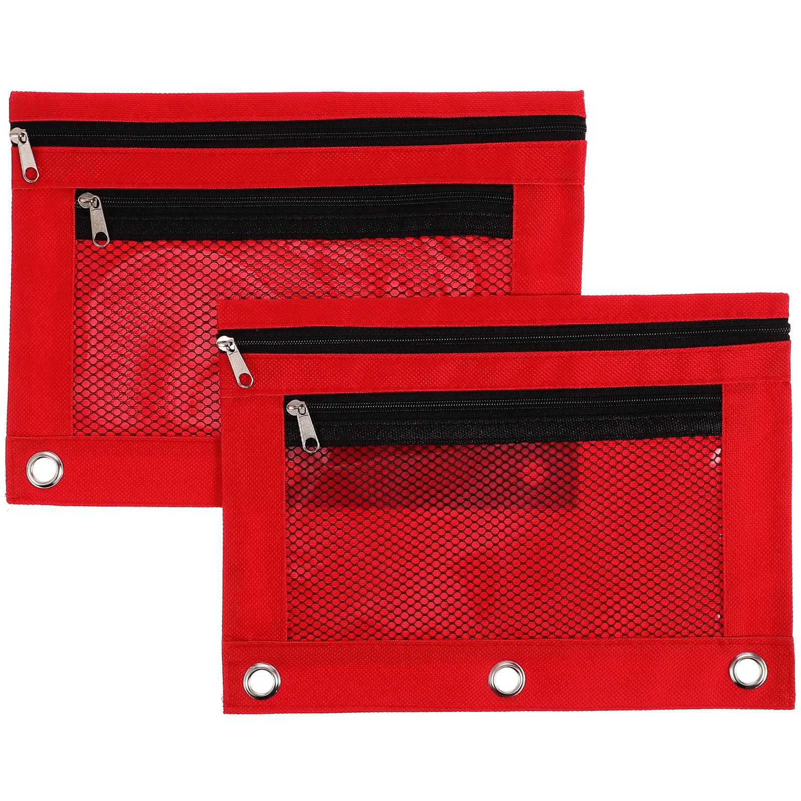 

2Pcs Binder Pencil Pouches Zipper Design Large Capacity Stationery Bag for Students Office Supplies Pencil Pouch