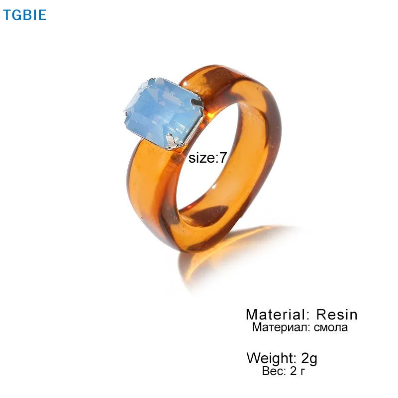 [TL]Fashion Simple Inlaid Colorful Zircon Resin Ring Women Sweet Cute Birthday Party Commemorative Jewelry Gift