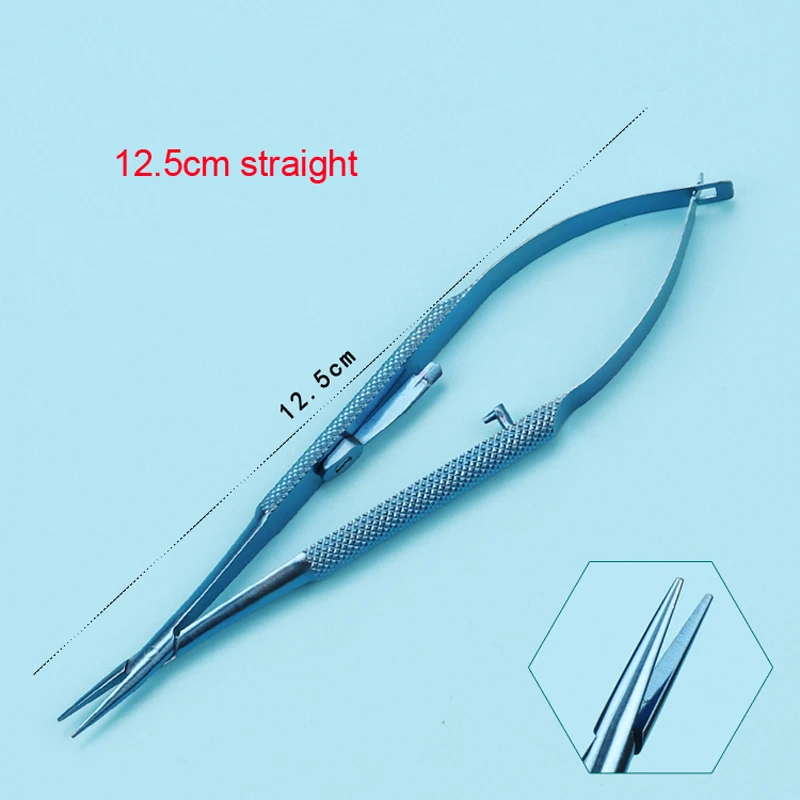 1PCS Castroviejo Titanium Needle Holders with Lock Straight Curved Tip Eyelid Tools Clip Forceps Medical Grade Tweezers