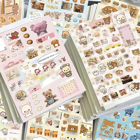 8PCS Cartoon Rilakkuma Cute Stickers DIY Cut Membrane Hand Account Decoration Sticker Children’s Gift Decals Toy