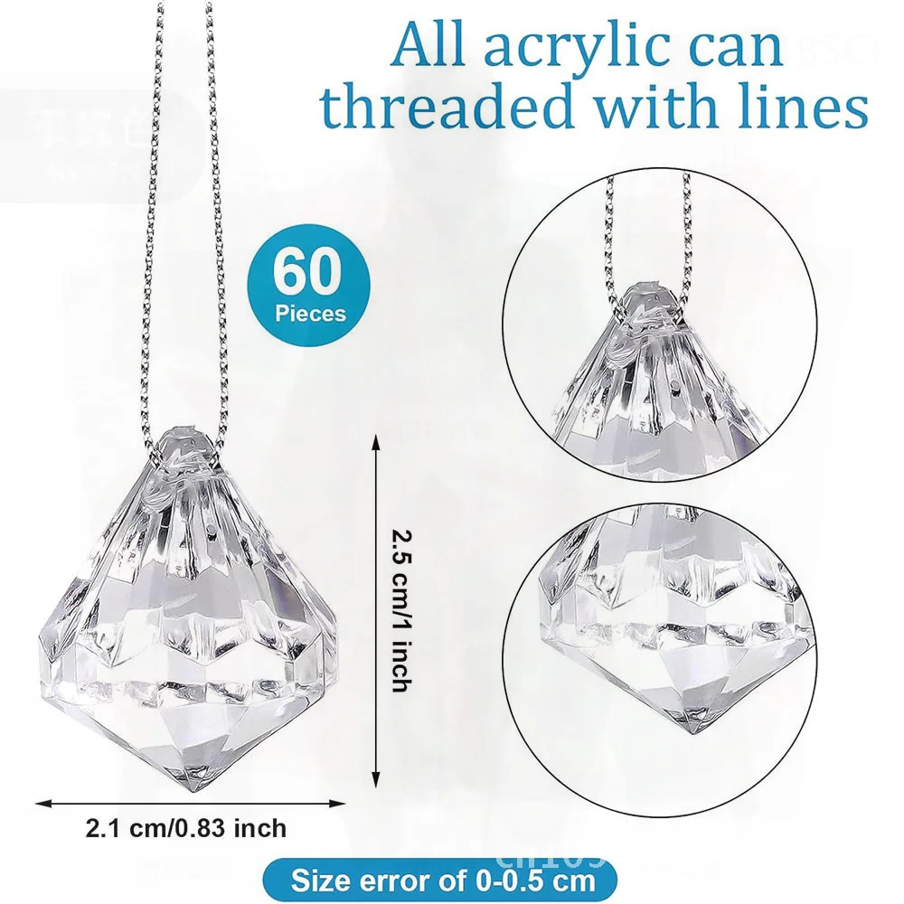 

60pcs Christmas Tree Pendant DIY Acrylic Diamond Ball Transparent White Mixed Color Modern Minimalist Party Venue Decorations