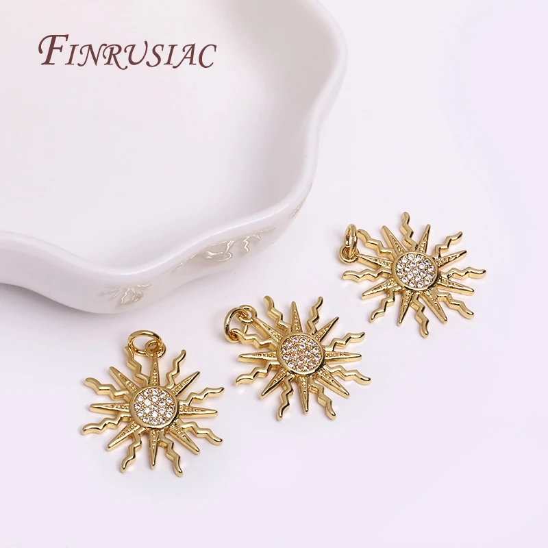 Handmade Jewellery Material 18K Gold Plated Sun Charm Pendant For Jewelry Making DIY Accessories