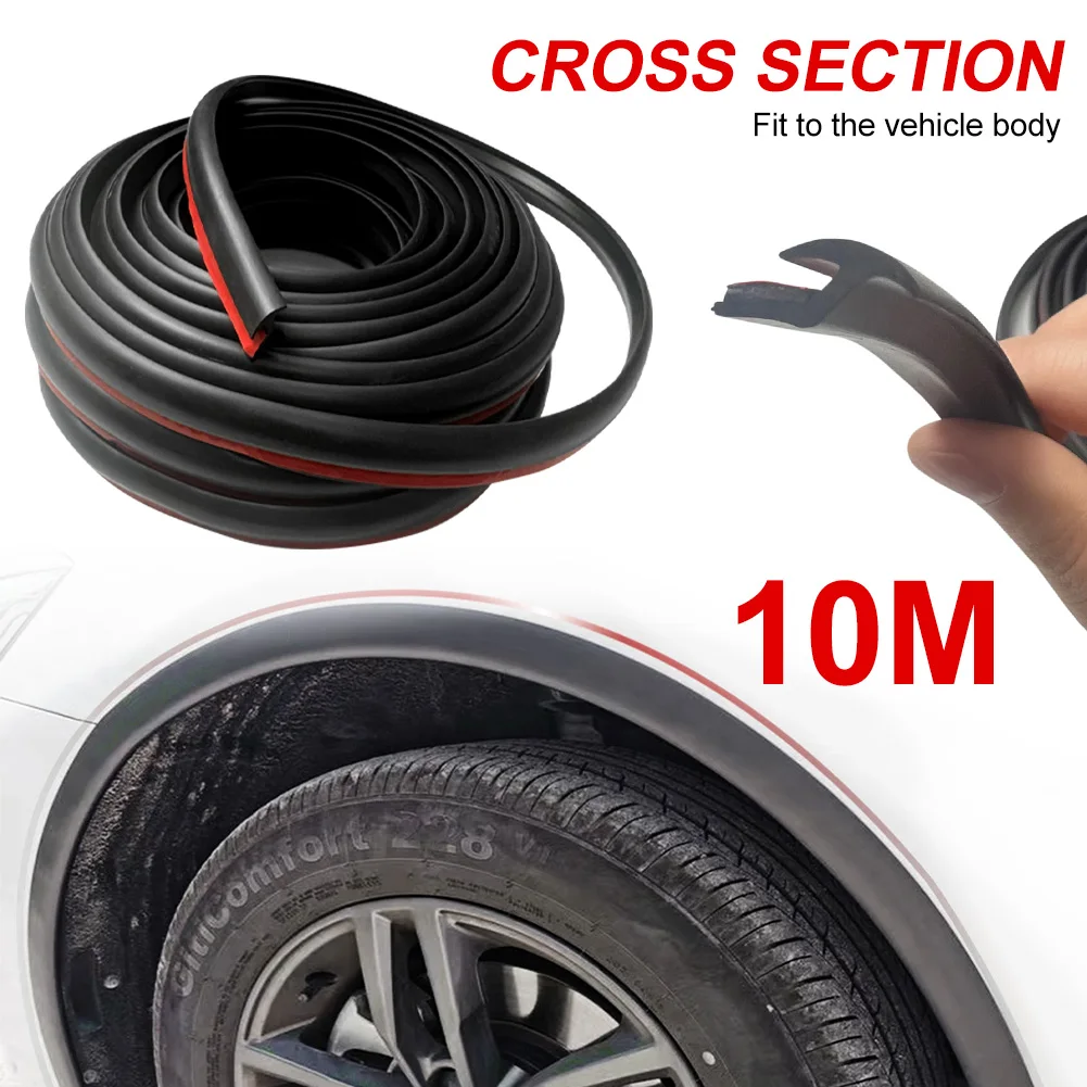 33FT Rubber Seal Fender Flares Edge Trim Self-Adhesive Tape for Car Truck Wheel Arch Trim Rubber Gasket Eyebrow Strip