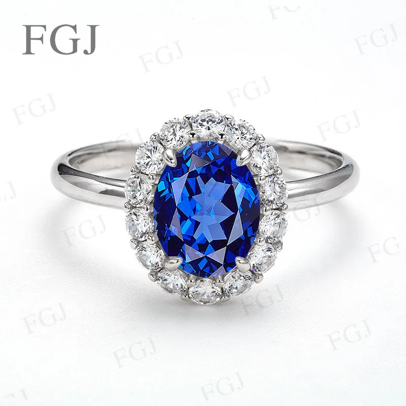 2CT Sapphire Ring Oval Cut Moissanite 925 Sterling Silver Engagement Wedding Ring DIY Setting Women Jewelry