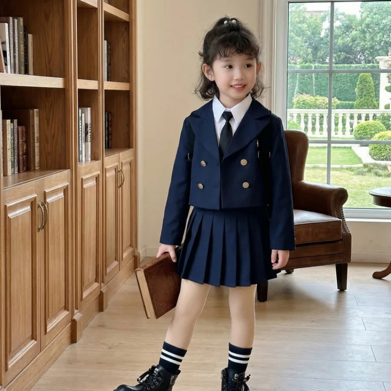 2026 Autumn Winter Teenager Girl Suit Kids Child Outfits Suit Set Blazer Jacket Top + JK Pleated Skirt 4 10 12 Year Japan School