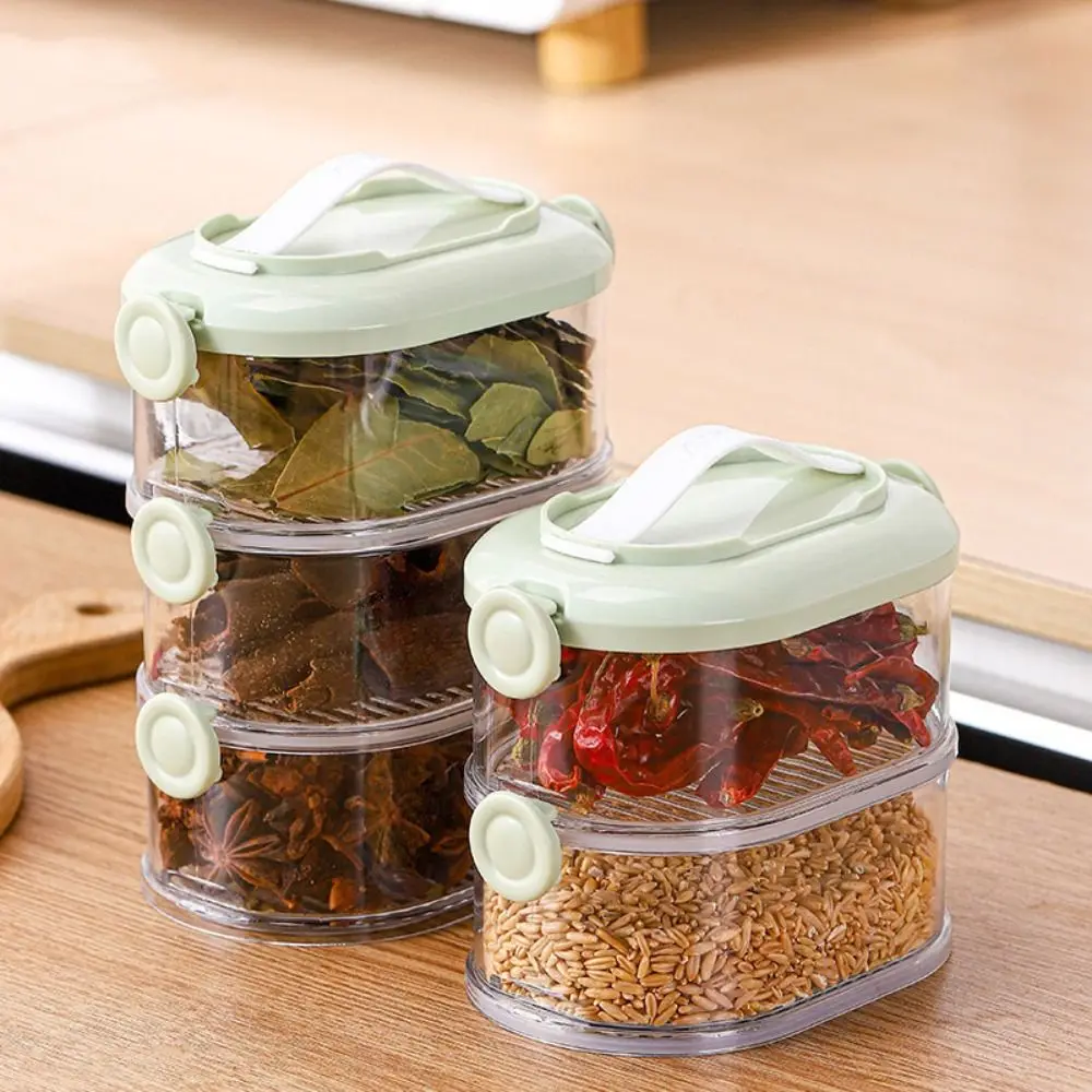 Convenient Plastic Spice Organizer Stackable Sealed Seasoning Box Waterproof Space-saving Condiments Jar Kitchen