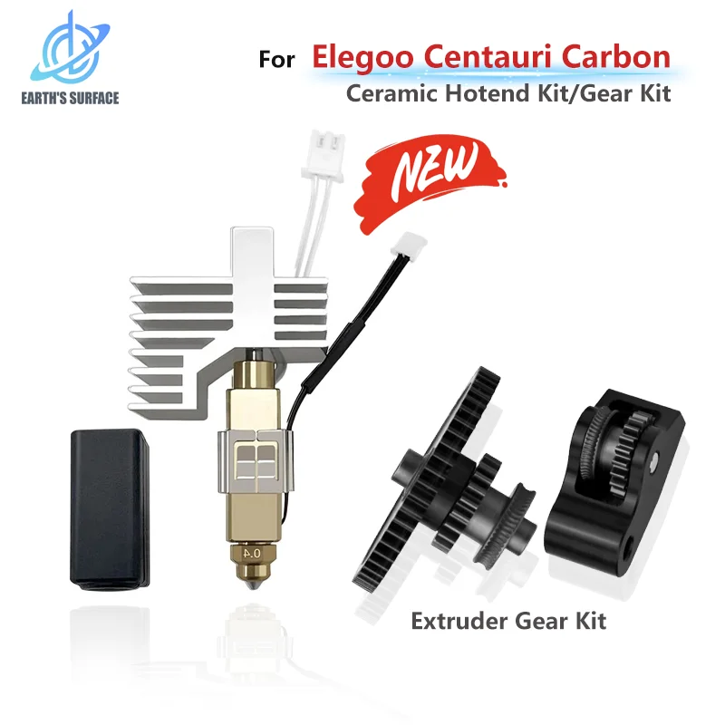 Upgraded Ceramic Heating Hotend Kit Extruder Gear Assembly For Elegoo Centauri Carbon 3D Printer High Precision High Temp Replac