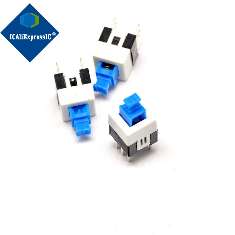 10 piezas 7X7mm 7*7mm 7*7 Interruptor táctil de 6 pines interruptor de bloqueo de botón de bloqueo automático/bloqueo