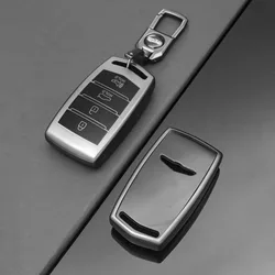 Grey TPU Car Key Case Cover Shell Fob Holder for Hyundai Genesis G70 G80 G90 2017-2020 Auto Keychain Protector Accessories