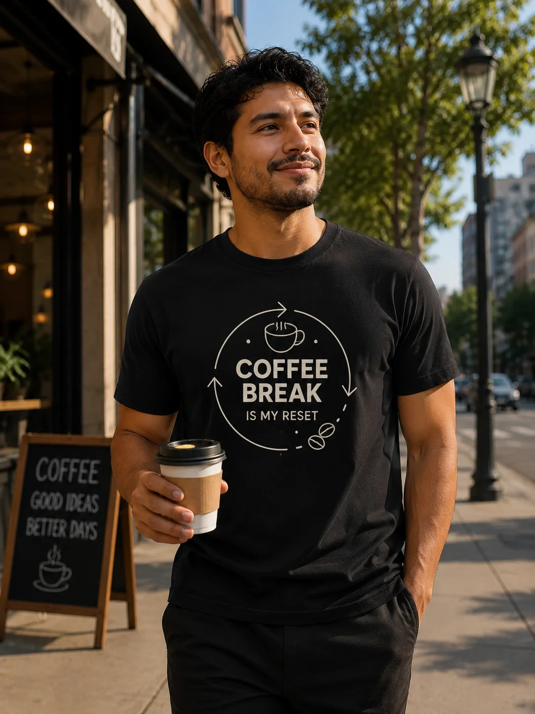 

Men Graphic T Shirt Short Sleeve Loose Fit 50-50 Cotton Polyester Stretch Coffee Break Graphic Summer Casual Daily Lounge