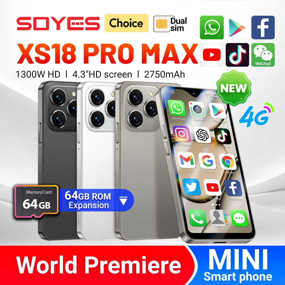 Estreno mundial SOYES XS18 Pro Max Mini Smartphone 4,3 