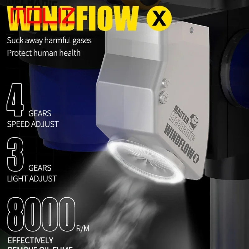 MECHANIC WindFlow X Exhaust Fan with Light Powerful Smoke Exhaust Tool Suitable for Microscopes Welding and Repair of Phone PCB