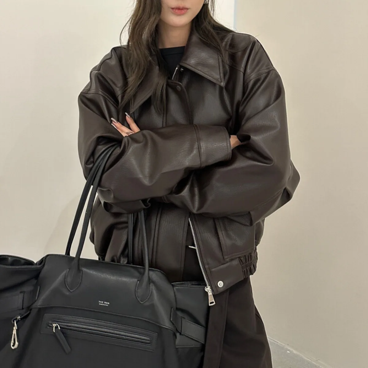 KWTX 2025 New Autumn Winter Women's Thickened Leather Biker Jacket Lapel Zipper Casual Elegant Comfortable Trendy Coat