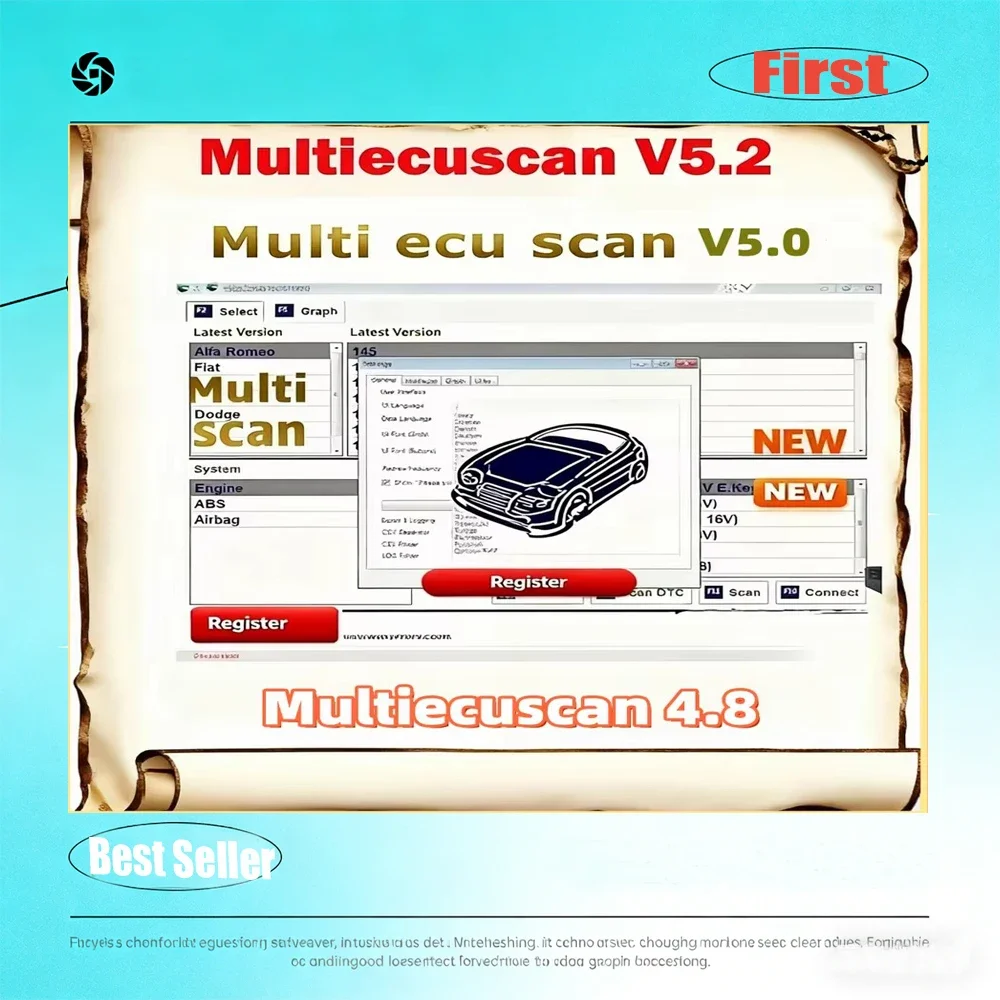 

Newest Multiecuscan V5.2 Registered Unlimited Keygen for Fi/at Obd2 Scanner Multi Ecu Scan work for ELM327 OBDII Diagnostic Tool
